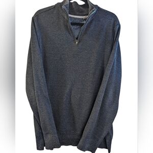 Robert Graham Charcoal  1/4 Zip-Up Sweater Great Heathered Knit Size XL